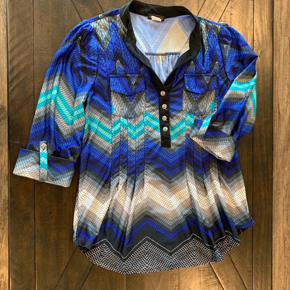 Blue Chevron Blouse